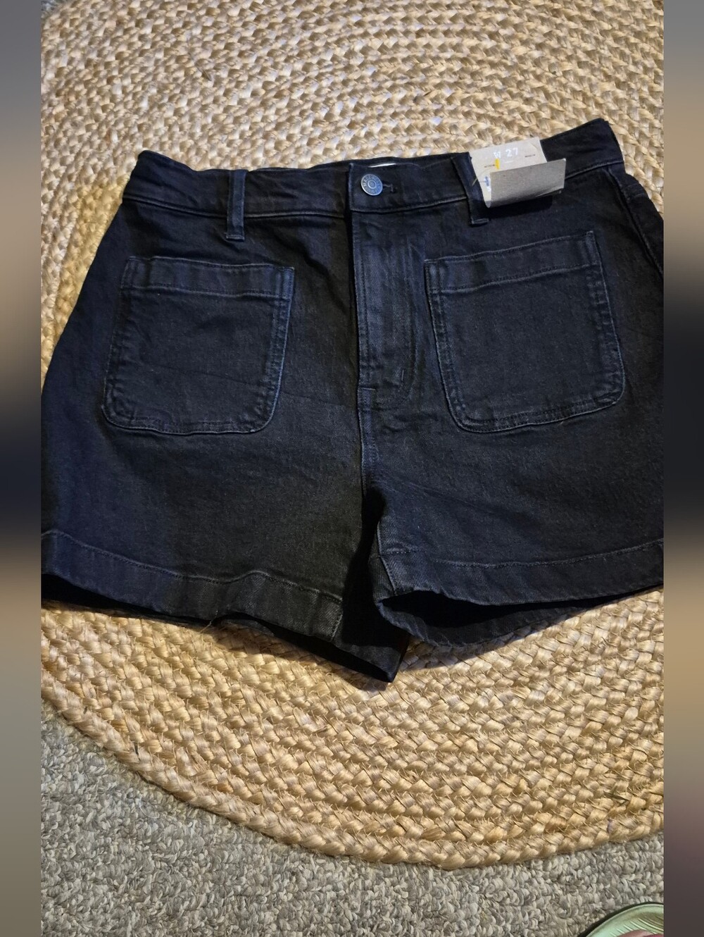 Madewell Black High-Rise Sailor Patch Pocket Jean Shorts Sz.27 NWT - Picture 4 of 7